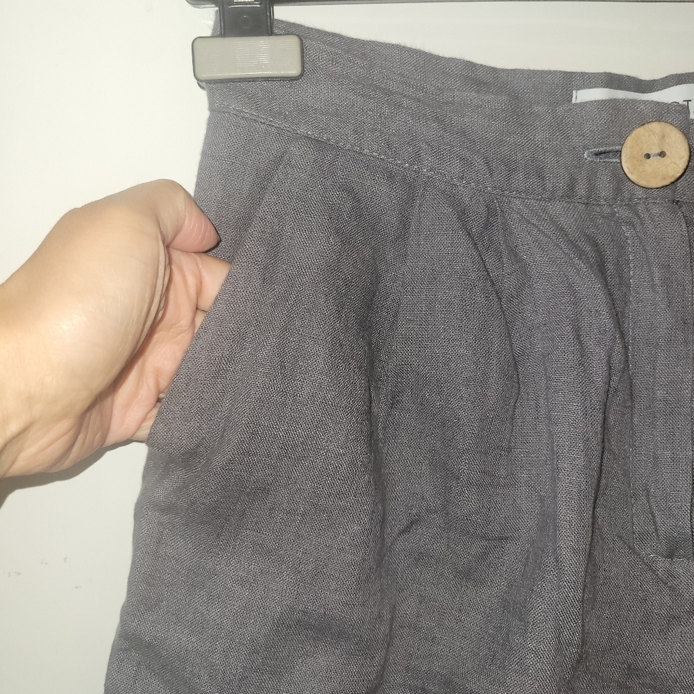 Mantaikotai Abu Dhabi Linen High waisted shorts gray grey size small - Picture 6 of 8